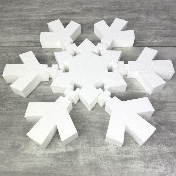 Grand Flocon de neige en polystyrène blanc, 45 cm de diamètre, 7 parties à assembler et décorer - Photo n°2