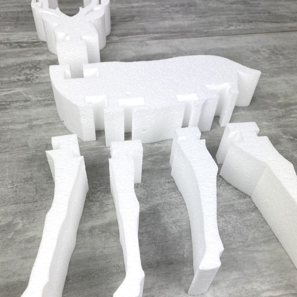 Grand Cerf en polystyrène blanc, hauteur 42 cm, 6 parties renne à assembler et décorer - Photo n°4
