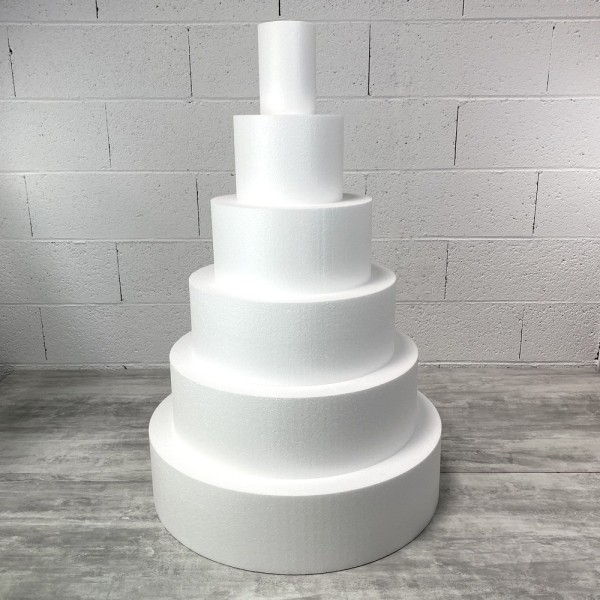 Pièce montée Wedding Cake, Haut. 90 cm, Base Ø 60 cm à 10 cm, 6 disques de 15 cm de haut en Polystyr - Photo n°1