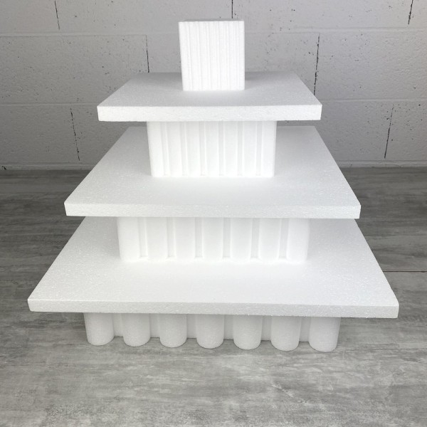 Présentoir vague carré en polystyrène, Hauteur 46 cm, Support 7 étages de 2 et 10 cm, Base du socle - Photo n°1