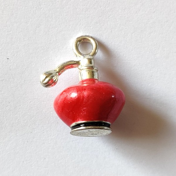 1 Breloque flacon de parfum 3d - métal & émail  - 19x12mm - b24 - Photo n°1