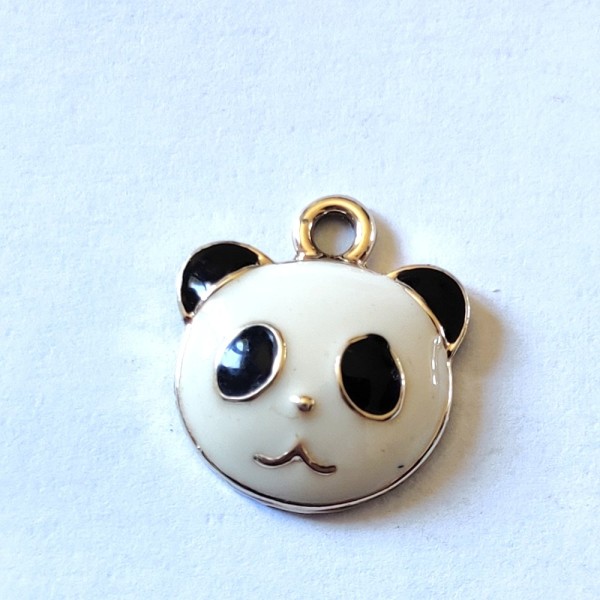 1 Breloque panda - métal & émail - 18x15mm - b116 - Photo n°1