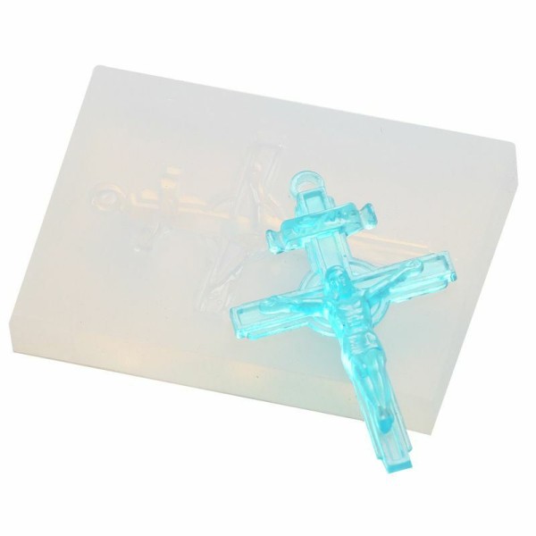 1pc Croix Jésus Christ Crucifix 3d Silicone Uv Résine Époxy Moule, Savon, Argile Gypse Moule, Bricol - Photo n°1