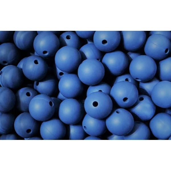 5 Perles Silicone 15mm Couleur Bleu Ardoise, Creation Attache Tetine - Photo n°1