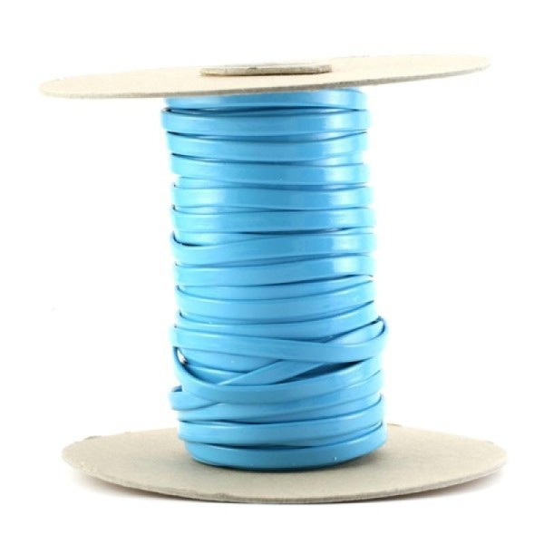 50 CM de cordon venir plat (imitation cuir) brillant 6 x2mm  turquoise bleu  foncé - Photo n°1