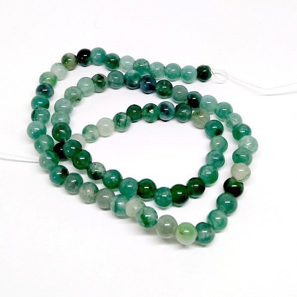Fil de 60 perles ronde naturelle jade teintée fabrication bijoux 6 mm VERT - Photo n°1