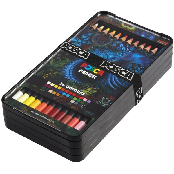 Crayons de couleur POSCA PENCIL KPE200, étui métal de 36 - Photo n°1