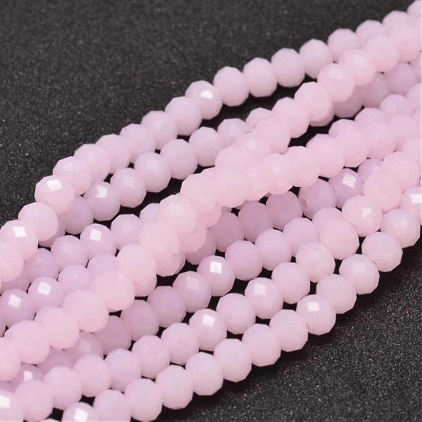 Perles en verre à facette 6 x 4 mm rose clair x 22 - Photo n°1