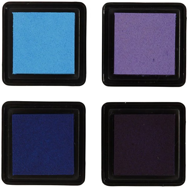Assortiment de Tampons encreur - Bleu - 3,5 x 3,5 cm - 4 pcs - Photo n°2