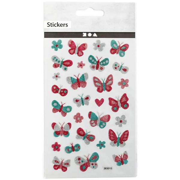 Stickers pailletés - Papillons - 0,9 à 2,5 cm - 29 pcs - Photo n°1