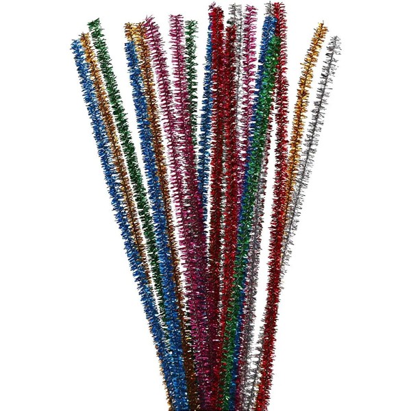 Assortiment fil chenille brillant - Multicolore - 6 mm - 30 cm - 24 pcs - Photo n°1