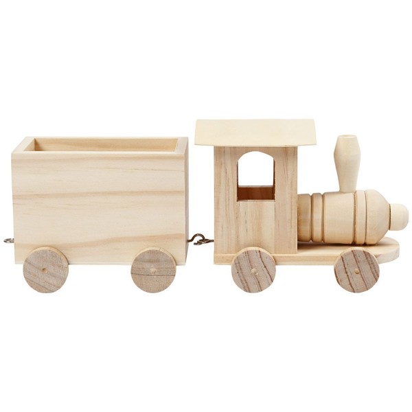 Train en bois avec wagon - 21,5 x 6,5 x 9,5 cm - Photo n°5