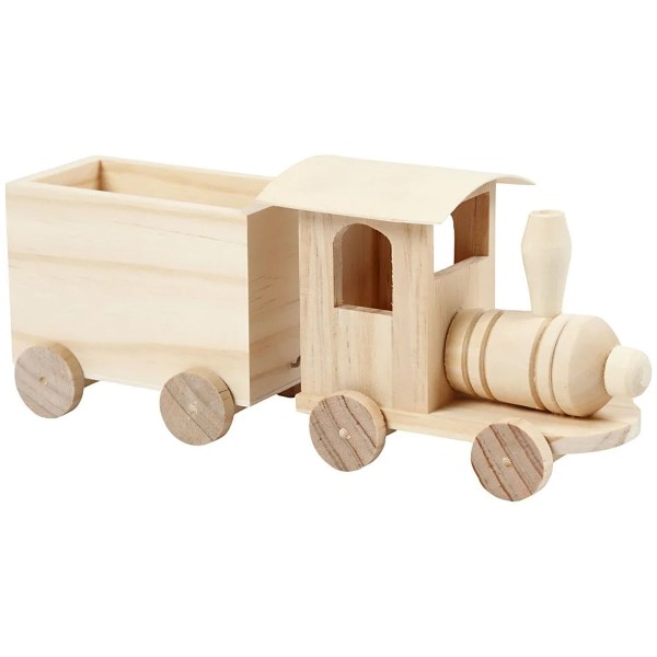 Train en bois avec wagon - 21,5 x 6,5 x 9,5 cm - Photo n°1