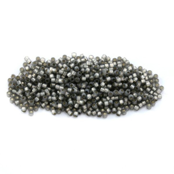 5 G (+/- 875 perles) Délica miyuki 11/0 gris  foncé pale intérieur argenté n 631 - Photo n°1