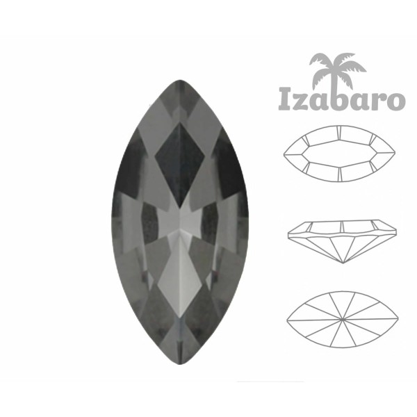 6 pièces Izabaro Cristal Noir Diamant 215 Navette Fantaisie Pierre Verre Cristaux Ovale Feuille Péta - Photo n°2