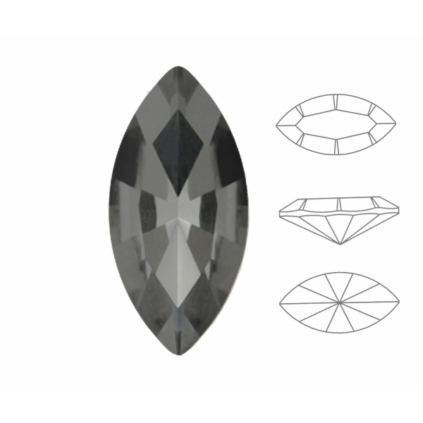 6 pièces Izabaro Cristal Noir Diamant 215 Navette Fantaisie Pierre Verre Cristaux Ovale Feuille Péta - Photo n°1