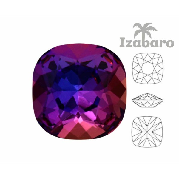 8 pièces Izabaro Cristal Héliotrope Violet 001hel Coussin Carré Fantaisie Pierre Verre Cristaux 4470 - Photo n°2
