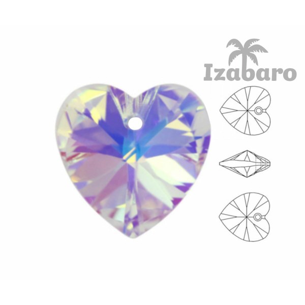 5 pièces Izabaro Cristal Cristal Ab 001ab Coeur Pendentif Perle Verre Cristaux 6228 Izabaro Fantaisi - Photo n°2