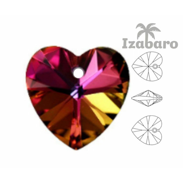 5 pièces Izabaro Cristal Vitrail Moyen 001vm Coeur Pendentif Perle Verre Cristaux 6228 Izabaro Fanta - Photo n°2