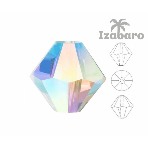 50 pièces Izabaro Cristal Cristal Ab 001ab Bicone Verre Cristaux 5328 Izabaro Perle Facettes Strass - Photo n°2