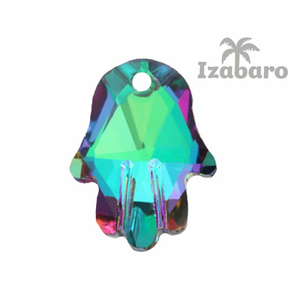 2 pièces Izabaro Cristal Héliotrope Vert 001helgr Hamsa Main Pendentif Perle Verre Cristaux 4778 Iza - Photo n°2