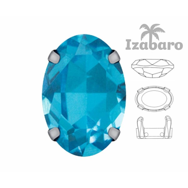 4 pièces Izabaro Cristal Aigue-Marine Bleu 202 Ovale Fantaisie Pierre 14x10mm Verre Cristal, Couleur - Photo n°2