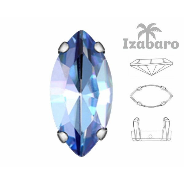 6 pièces Izabaro Cristal Saphir Bleu Arc-en-Ciel 206rb Navette Fantaisie Pierre 7x15mm Verre Cristal - Photo n°2