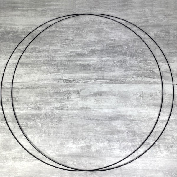 Lot de 2 Grands Cercles XXL métalliques noir, diam. 100 cm pour abat-jour, Anneaux epoxy Attrape rêv - Photo n°1