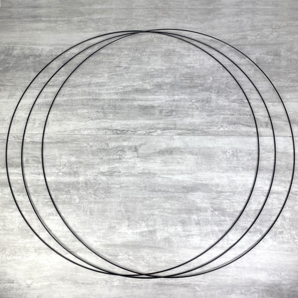 Gros lot 3 Grands Cercles XXL métalliques noir, diam. 100 cm pour abat-jour, Anneaux epoxy Attrape r - Photo n°1