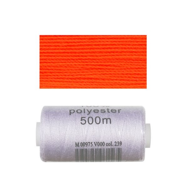 Bobine 500m fil polyester Orange Fluo - Photo n°1