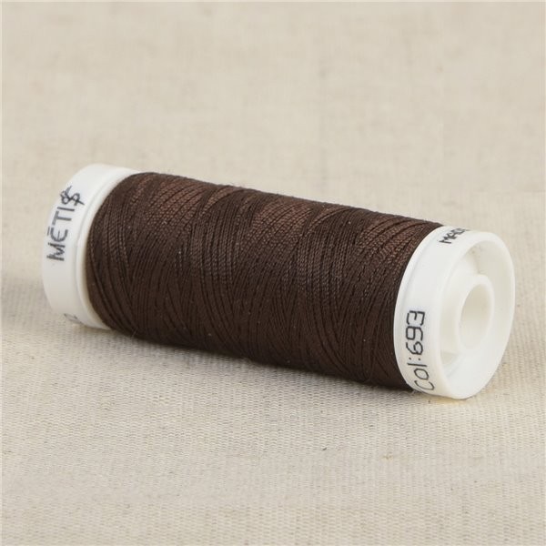 Bobine fil polyester 200m Oeko Tex fabriqué en Europe brun noir - Photo n°1