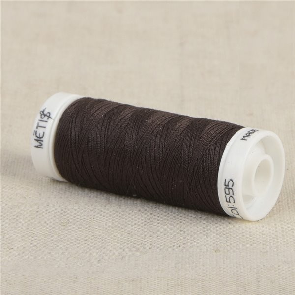 Bobine fil polyester 200m Oeko Tex fabriqué en Europe brun choc noir - Photo n°1