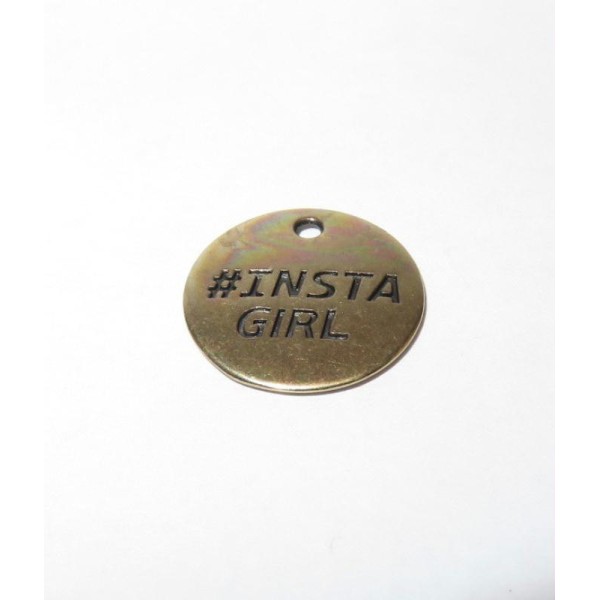 Breloque ronde métal bronze 15mm  instagirl  hashtag twitter facebook jeune instagram - Photo n°1