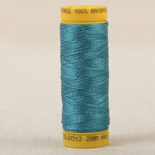 Bobine fil à broder 100% viscose 200m - Bleu Paon C513 - Photo n°1