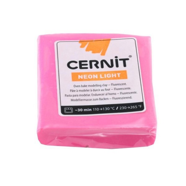 CERNIT  Neon light  rose     pâte polymère   (à modeler)  pain de 56g - Photo n°1