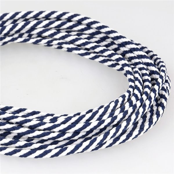 Bobine 50m Cordon damier polyester 6mm tressé bleu/blanc - Photo n°1