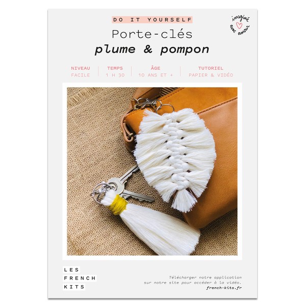 French Kits Macramé - Porte-clés Plume & Pompon - 2 pcs - Photo n°2