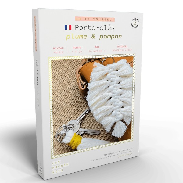 French Kits Macramé - Porte-clés Plume & Pompon - 2 pcs - Photo n°1