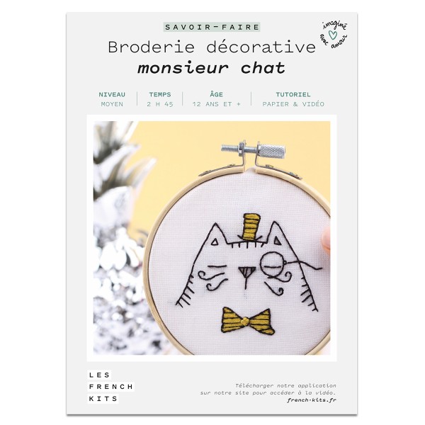 French Kits Broderie décorative - Monsieur le chat - 10 cm - Photo n°2