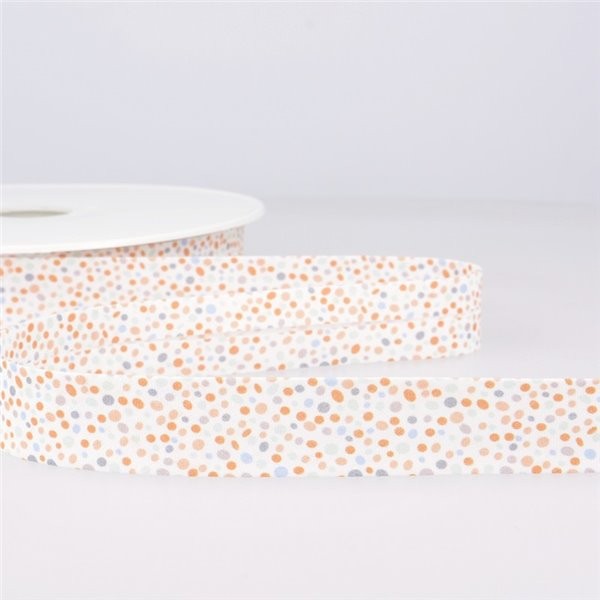 Disquette 25m Biais imprimé confettis Orange 20mm - Photo n°1