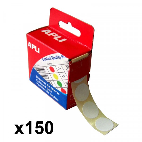 Boîte de 150 pastilles adhésives 15mm diamètre blanc Apli - Photo n°1