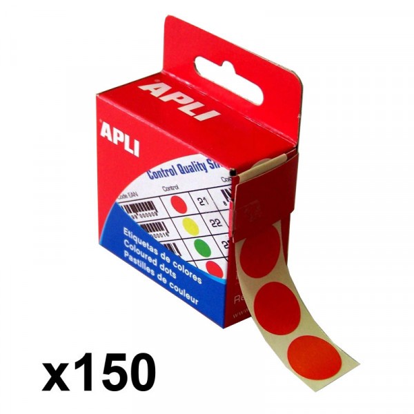 Boîte de 150 pastilles adhésives 15mm diamètre rouge Apli - Photo n°1