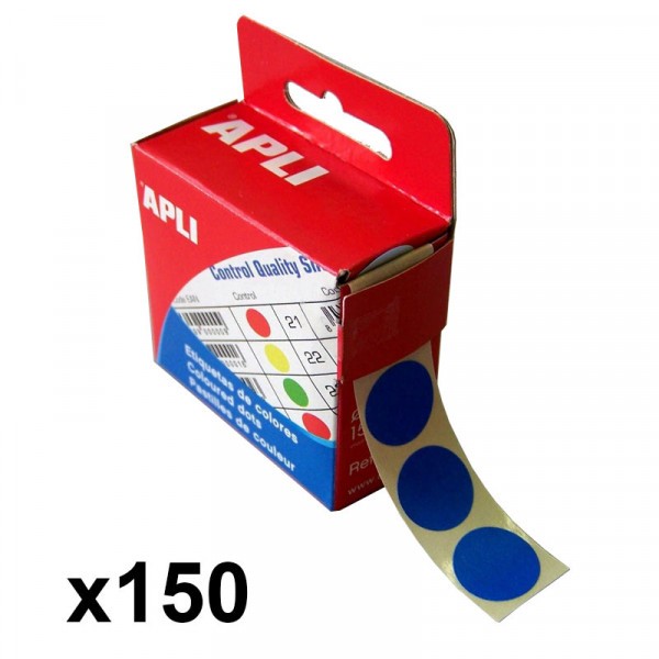 Boîte de 150 pastilles adhésives 15mm diamètre bleu Apli - Photo n°1