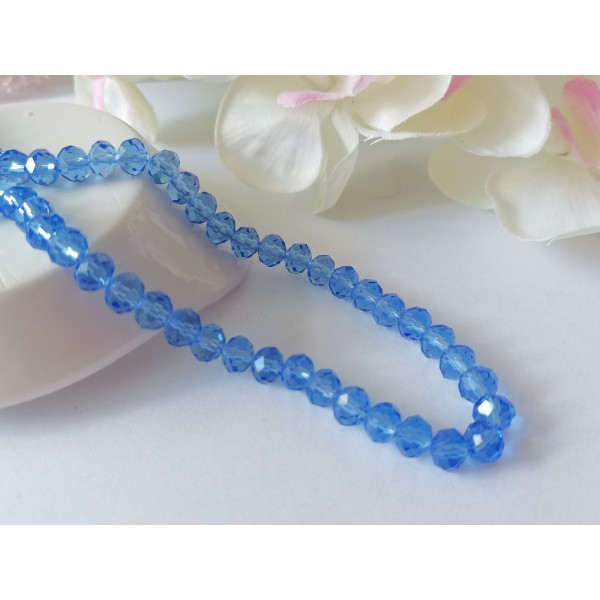 Perles en verre à facette 6 x 4 mm bleu azur x 23 - Photo n°1