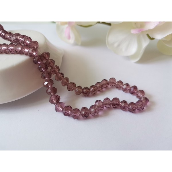 Perles en verre à facette 6 x 4 mm violet clair x 23 - Photo n°1