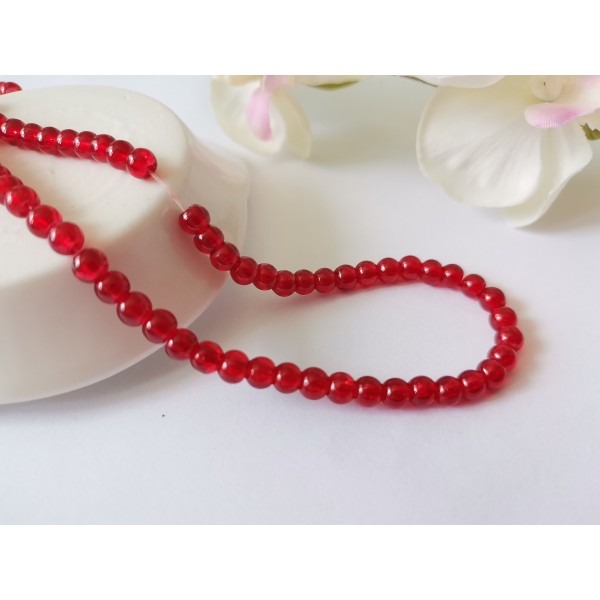 Perles en verre craquelé 4 mm rouge x 50 - Photo n°1