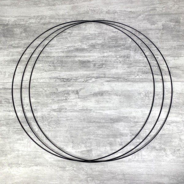 Gros lot 3 Grands Cercles métalliques noir, diam. 80 cm pour abat-jour, Anneaux epoxy Attrape rêves - Photo n°1