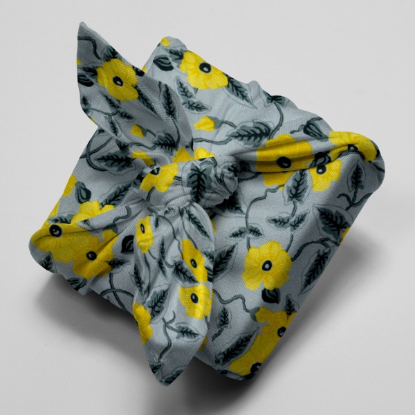 Tissu Popeline de coton - Fleurs jaunes - Vendu par 10 cm - Photo n°4
