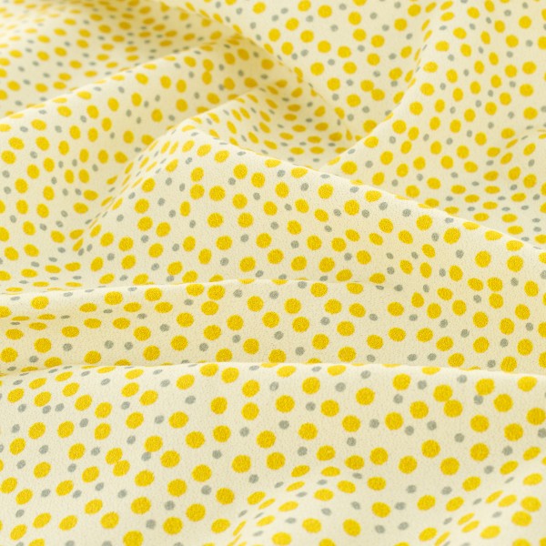 Tissu Popeline de coton - Pois jaunes - Vendu par 10 cm - Photo n°6