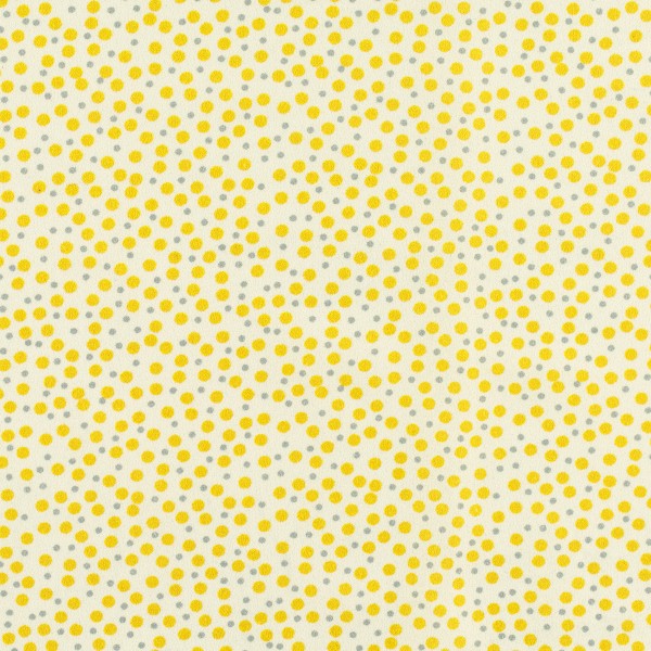 Tissu Popeline de coton - Pois jaunes - Vendu par 10 cm - Photo n°1